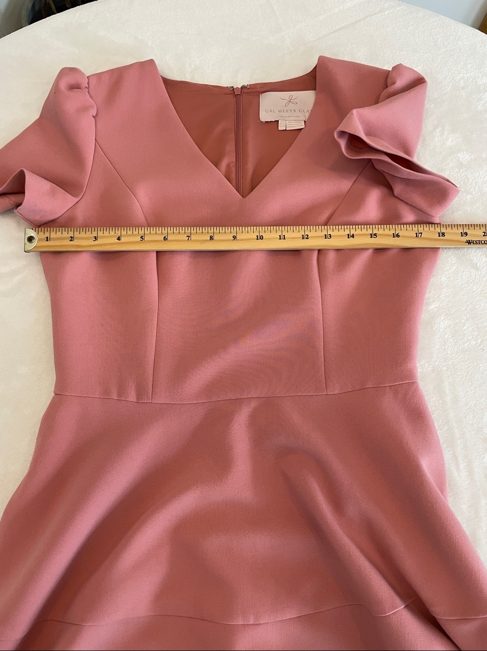 Gal Meets Glam Sz 8 Collection Kate V-Neck Fit & Flare Dress in Rosetta Pink - Picture 15 of 17